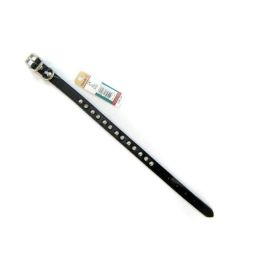Spiked Leather Dog Collar - Circle T Embellished Black 14" Long