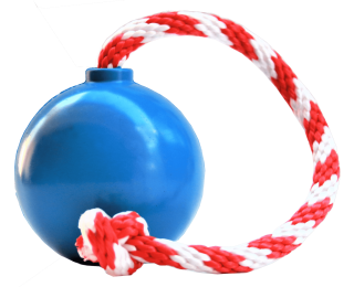 "Cherry Bomb" Dog Treat Toy - USA-K9 Lrg Blue Tug Fetch Ball
