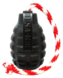 "Magnum Grenade" Dog Treat Toy-USA-K9 Med Chew Tug Black