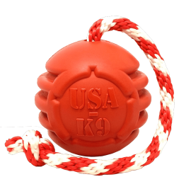 "Red Ball" Dog Treat Toy by USA-K9 - Chew, Tug, Fetch, Reward