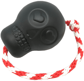 "Skull" Dog Treat Toy by USA-K9 - Chew, Tug, Fetch Toy in Black