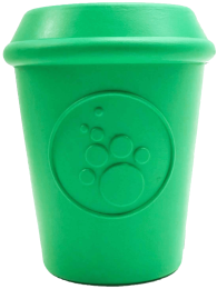 "Coffee Cup" Dog Treat Toy by SP-Chew, Fetch, Medium Green