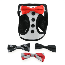 American River Ultra Choke Free Dog Harness (Size: 2X-Large, Color: Tuxedo with 4 Interchangeable Bows)