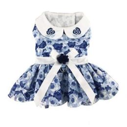 Blue Rose Harness Dress with Matching Leash (Size: X-Large)
