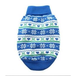 Combed Cotton Snowflake and Hearts Dog Sweater (Size: 3X-Large, Color: Blue)