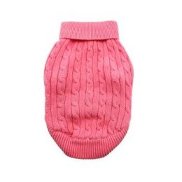 Combed Cotton Cable Knit Dog Sweater (Size: 3X-Large, Color: Candy Pink)