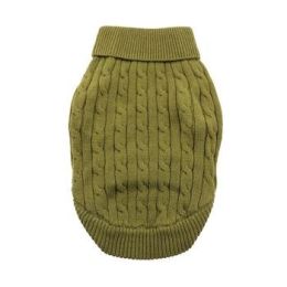 Combed Cotton Cable Knit Dog Sweater (Size: 3X-Large, Color: Herb Green)