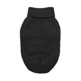 Combed Cotton Cable Knit Dog Sweater (Size: 3X-Large, Color: Jet Black)