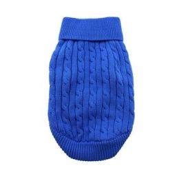 Combed Cotton Cable Knit Dog Sweater (Size: 3X-Large, Color: Riverside Blue)