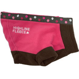 Highline Fleece Dog Coat - Pink and Brown with Polka Dots (Size: Size 8)