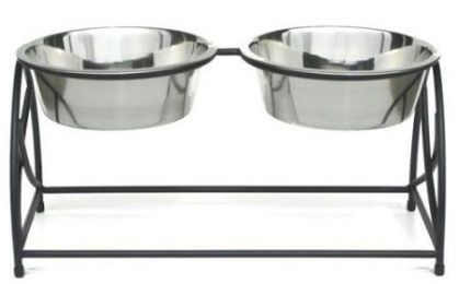 Butterfly Double Elevated Dog Feeder (Size: large)