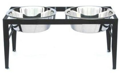 Chariot Double Elevated Dog Bowl (Size: Large/Black)