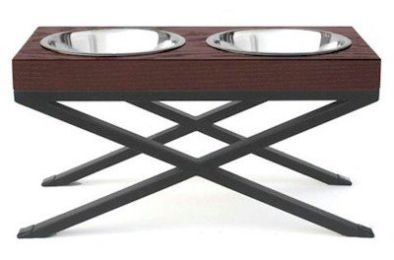 Woodsman Double Raised Dog Bowl (Size: large)