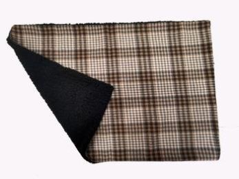 Sherpa-Lined Dog Blanket - Soft Brown & White Plaid 30" x 20" (Size: 30" x 20")