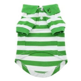 Striped Dog Polo (Size: 3X-Large, Color: Greenery and White)